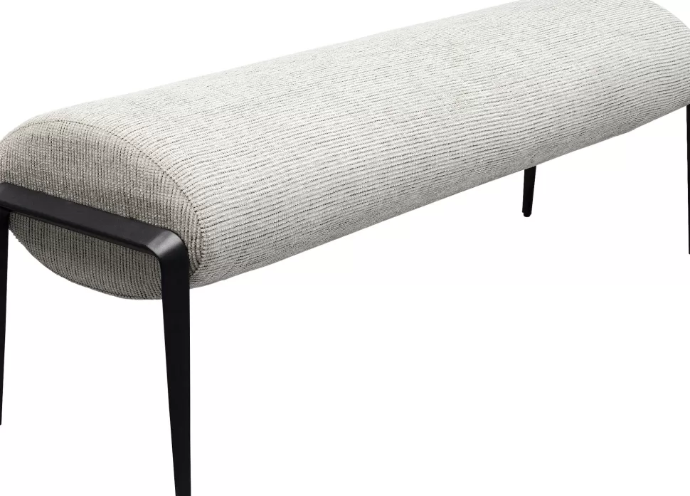 Ławki-KARE Design Ławka Do Przedpokoju Jasnoszara Z Czarnymi Stalowymi Nogami 130 Cm