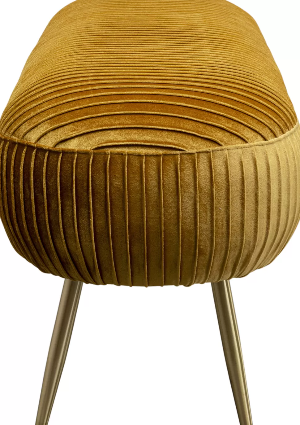 Ławki-KARE Design Ławka Do Przedpokoju żółta Aksamitna Nogi Złote 120x47 Cm