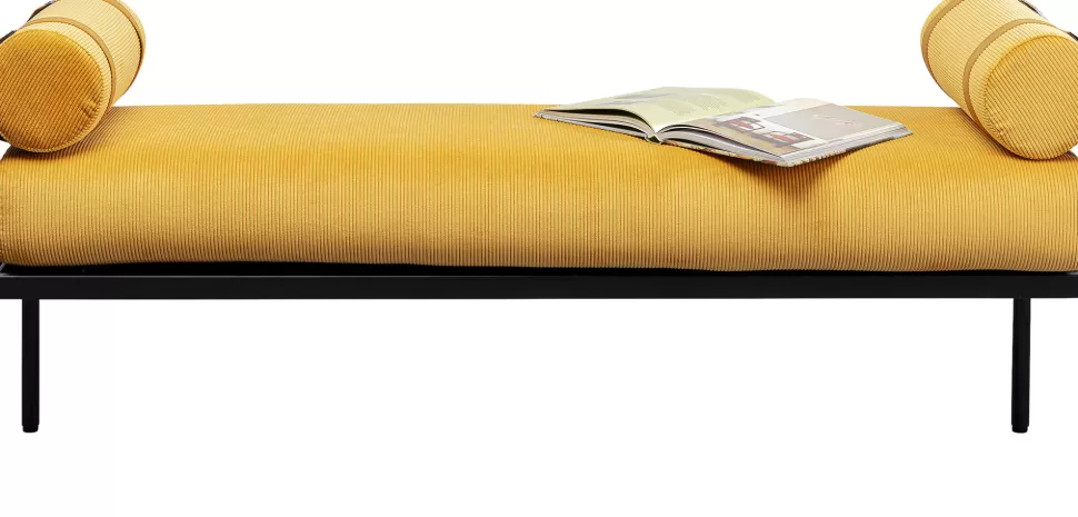 Ławki-KARE Design Ławka Do Przedpokoju żółta Z 2 Poduszkami Typu Wałek 140 Cm