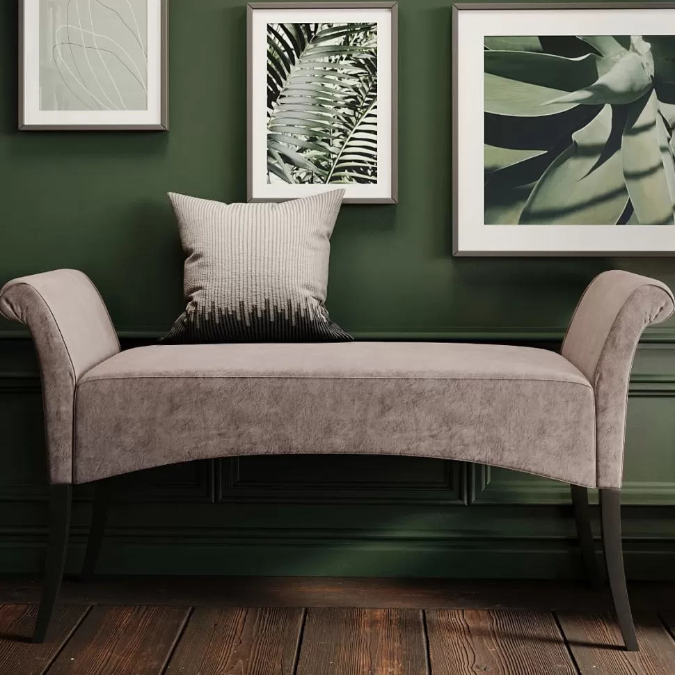 Ławki-KARE Design Ławka Motley Velvet 110x61 Cm Srebrnoszara