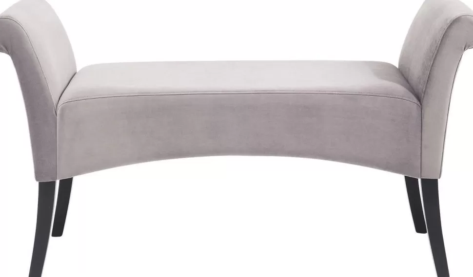 Ławki-KARE Design Ławka Motley Velvet 110x61 Cm Srebrnoszara