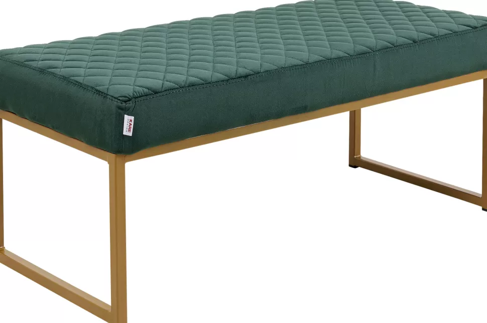 Ławki-KARE Design Ławka Smart 90x40 Cm Ciemnozielona - Nogi Złote