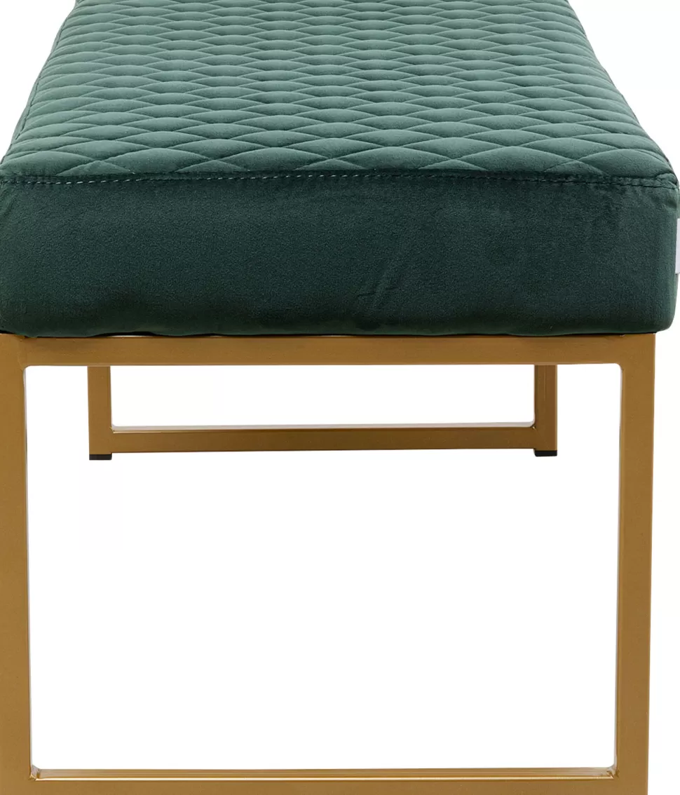 Ławki-KARE Design Ławka Smart 90x40 Cm Ciemnozielona - Nogi Złote