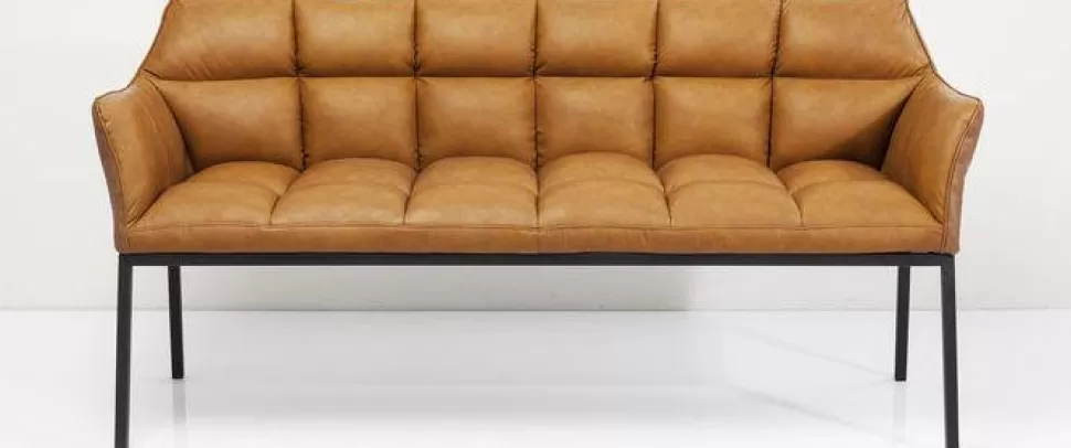 Ławki-KARE Design Ławka Thinktank 180x89 Cm Brązowa Skóra Naturalna