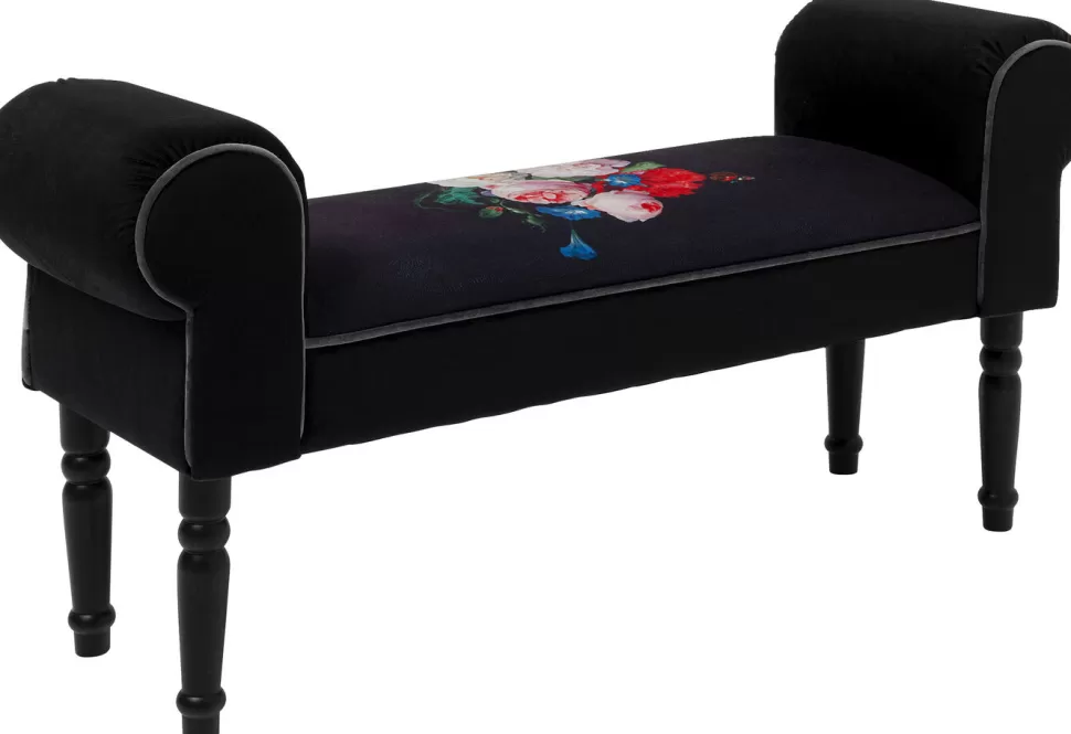 Ławki-KARE Design Ławka Wing Blossom 100x54 Cm Czarna