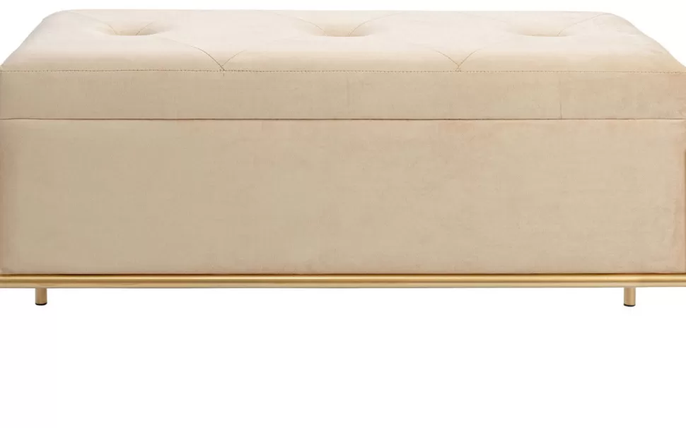 Ławki-KARE Design Ławka Ze Schowkiem Buttons Storage 80x43 Cm Beżowa