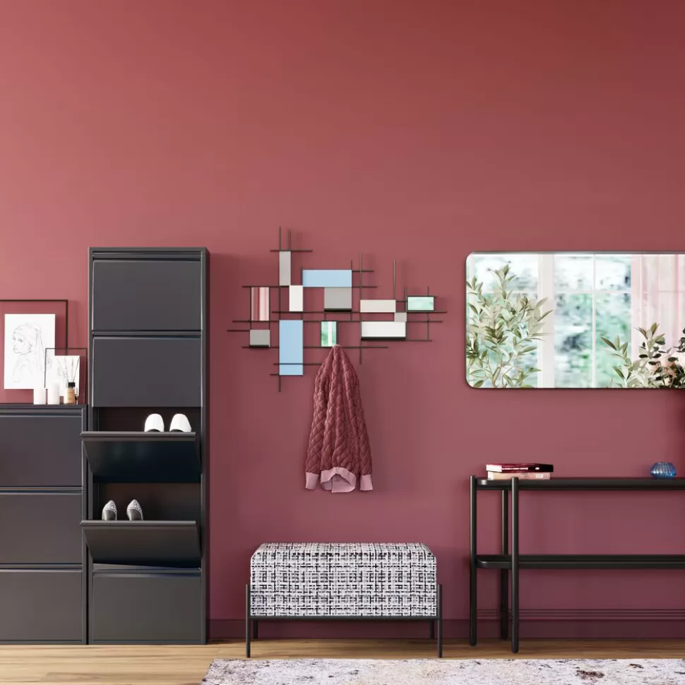 Ławki-KARE Design Ławka Ze Schowkiem Buttons Storage 80x43 Cm Czarno-biała