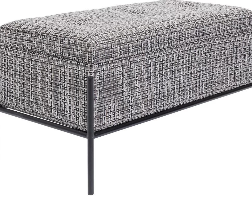 Ławki-KARE Design Ławka Ze Schowkiem Buttons Storage 80x43 Cm Czarno-biała