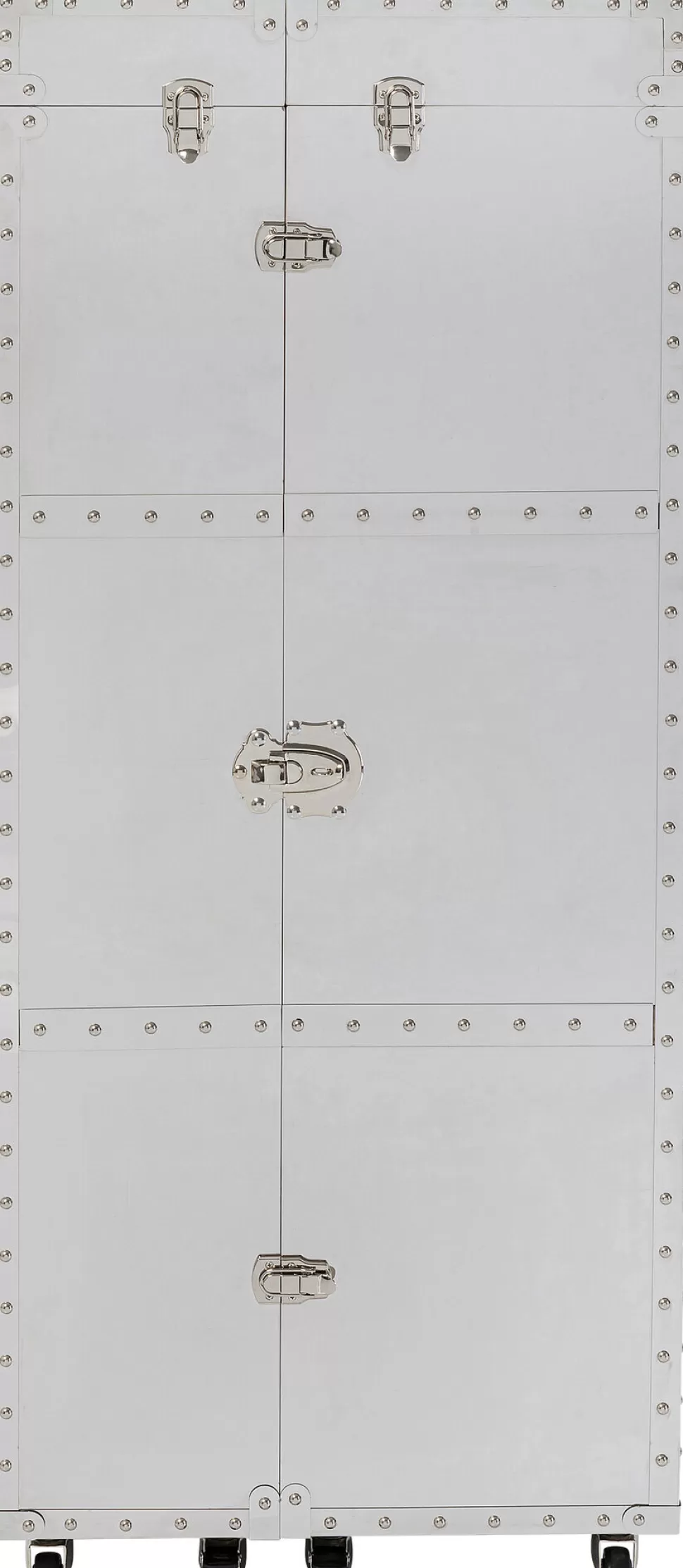 Barki-KARE Design Barek Na Kółkach Rozkładany Stal Srebrna Wnętrze Naturalne 64x145 Cm