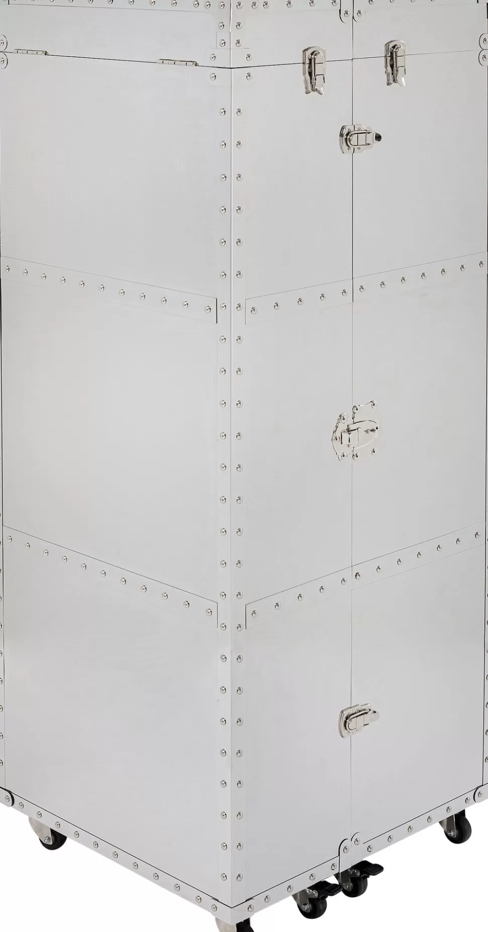 Barki-KARE Design Barek Na Kółkach Rozkładany Stal Srebrna Wnętrze Naturalne 64x145 Cm