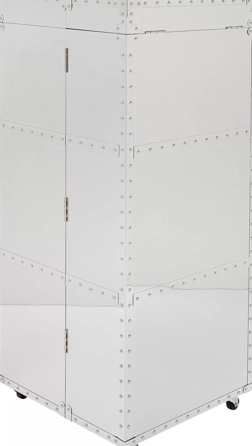 Barki-KARE Design Barek Na Kółkach Rozkładany Stal Srebrna Wnętrze Naturalne 64x145 Cm