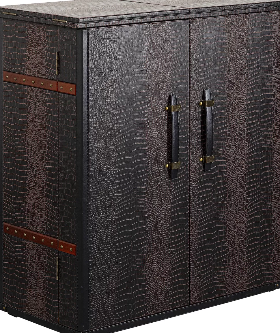 Barki-KARE Design Barek Rozkładany Czarno-brązowy Tapicerowany 100x114 Cm