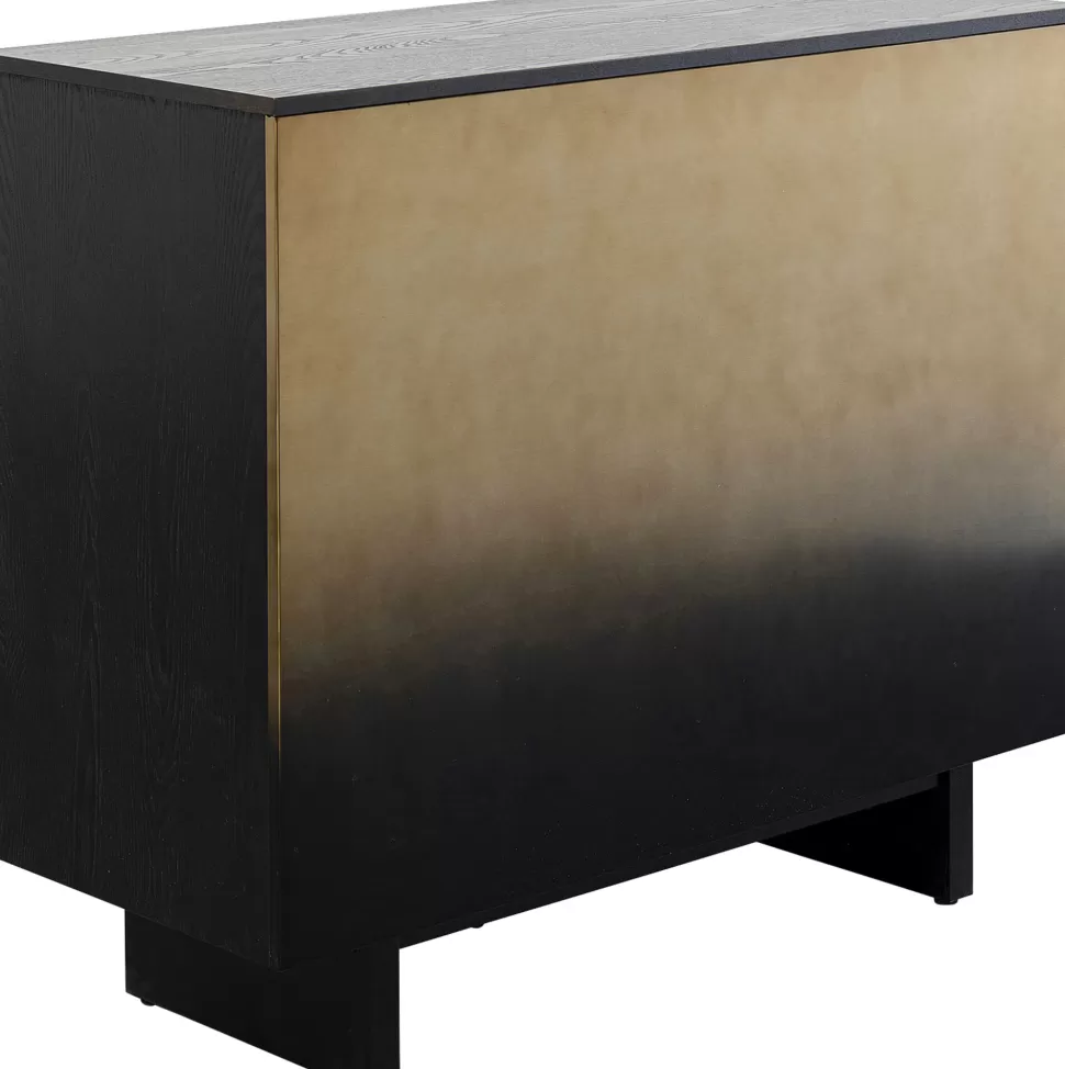 Barki-KARE Design Barek Z Blatem Czarno-złoty Front Stal Nierdzewna 120x105 Cm