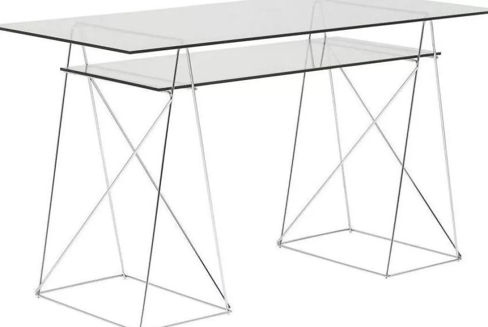 Biurka-KARE Design Biurko Polar 135x65 Cm Transparentne Blat 8 Mm