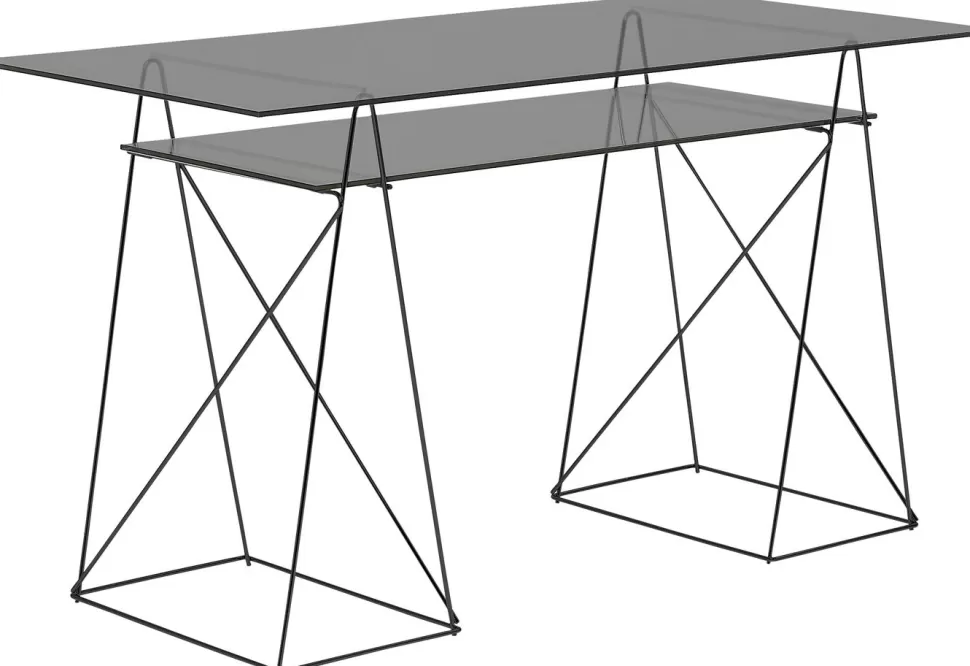 Biurka-KARE Design Biurko Polar 136x65 Cm Czarne - Szkło Hartowane 8 Mm