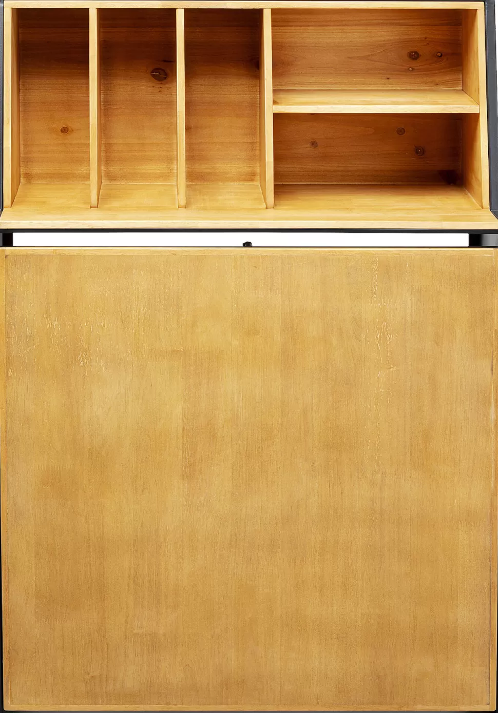 Biurka-KARE Design Biurko Składane Z Półkami Drewno Kauczukowe Naturalne I Stal Czarna 106x117 Cm