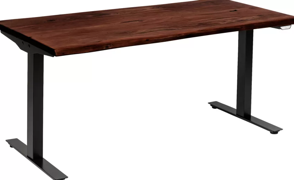 Biurka-KARE Design Biurko Z Elek. Regulacją Wysokości Harmony 180x90 Cm Akacja Brązowe - Nogi Czarne