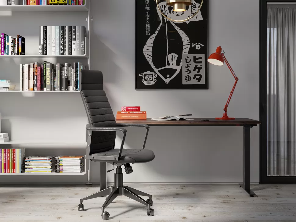 Biurka-KARE Design Biurko Z Elek. Regulacją Wysokości Harmony 200x100 Cm Akacja Brązowe - Nogi Czarne