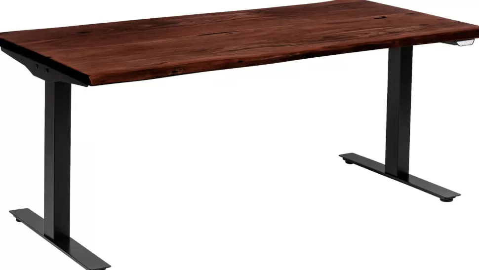 Biurka-KARE Design Biurko Z Elek. Regulacją Wysokości Harmony 200x100 Cm Akacja Brązowe - Nogi Czarne
