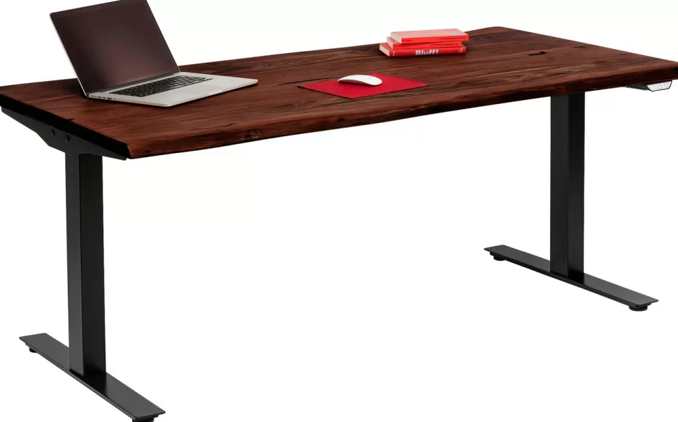 Biurka-KARE Design Biurko Z Elek. Regulacją Wysokości Harmony 200x100 Cm Akacja Brązowe - Nogi Czarne