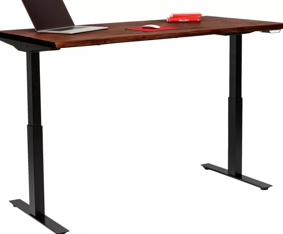Biurka-KARE Design Biurko Z Elek. Regulacją Wysokości Harmony 200x100 Cm Akacja Brązowe - Nogi Czarne