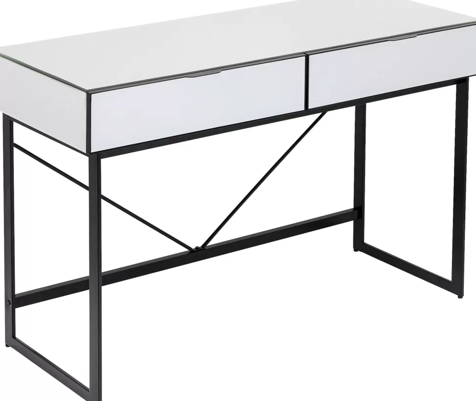 Biurka-KARE Design Biurko Z Szufladami Lustrzane Nogi Czarne 120x50 Cm