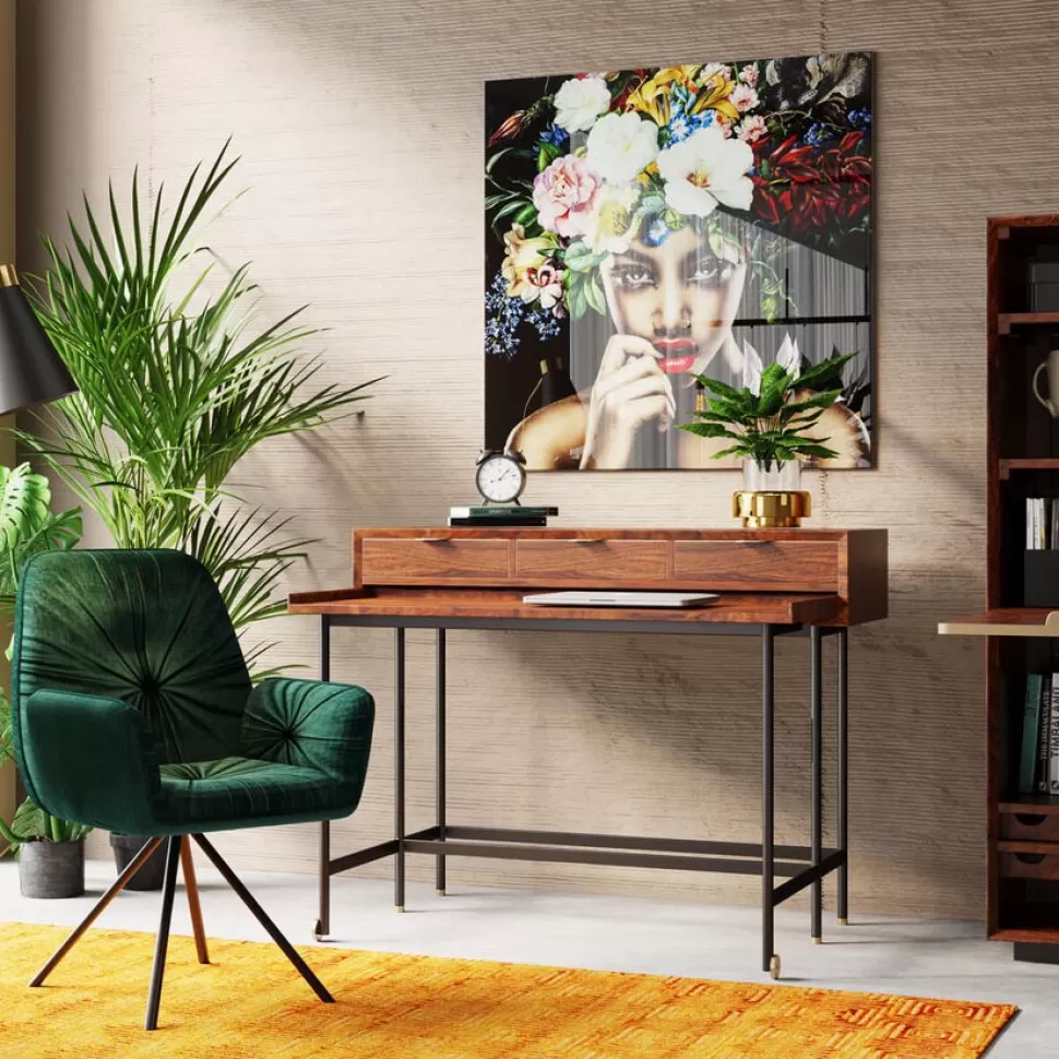 Biurka-KARE Design Biurko Z Wysuwanym Blatem Ravello 120x83 Cm Mango Brązowe