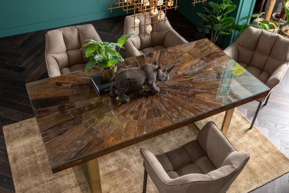Stoły-KARE Design Blat Prostokątny Drewno Z Recyklingu Mango I Akacja 180x90 Cm