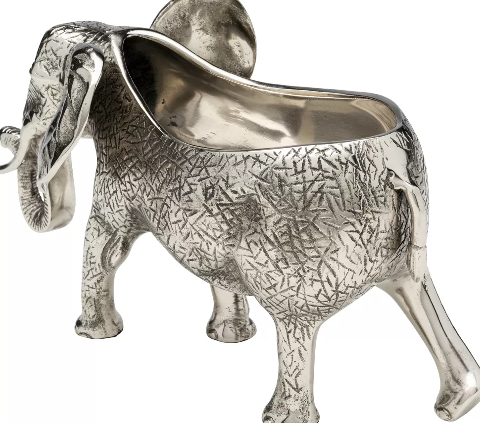 Kubełki Do Wina I Coolery-KARE Design Cooler Do Wina Lub Szampana Srebrny Z Aluminium Motyw Słonia 38x23 Cm