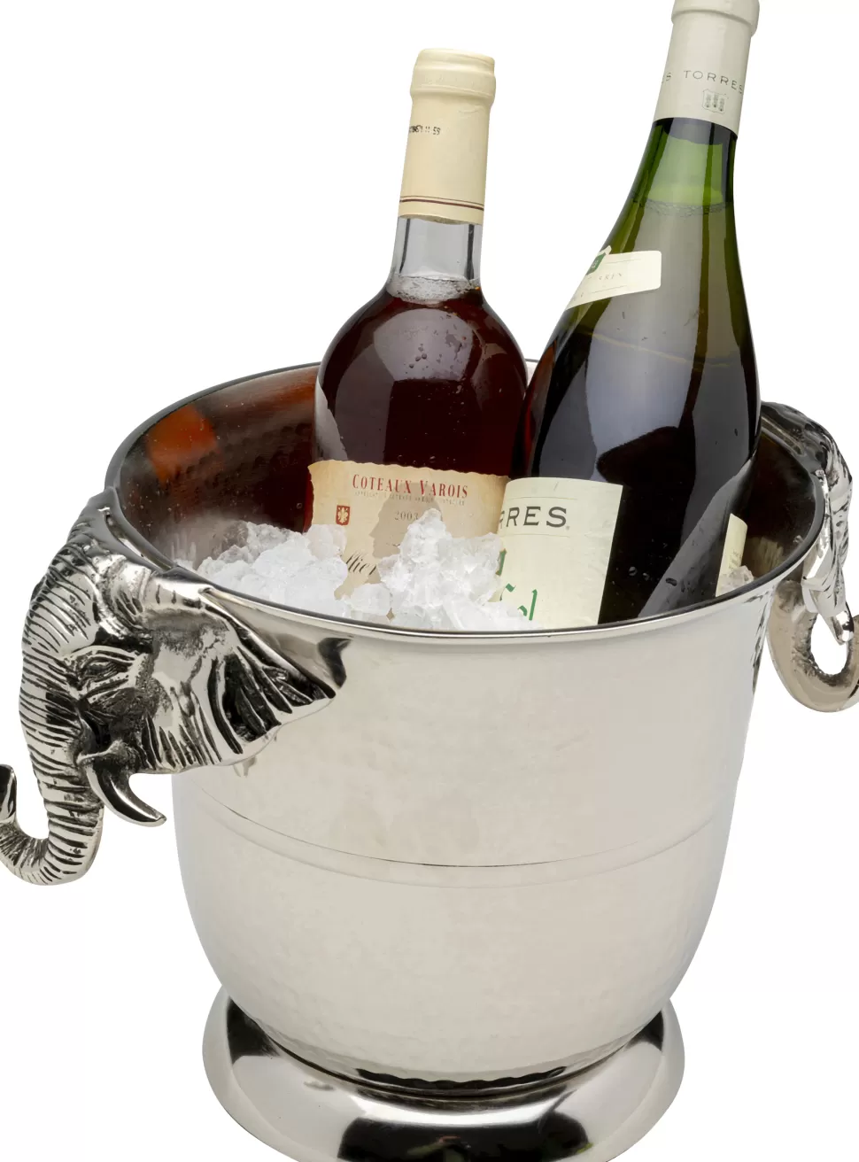 Kubełki Do Wina I Coolery-KARE Design Cooler Do Wina Lub Szampana Srebrny Z Aluminium Motyw Słonia 4,5 L