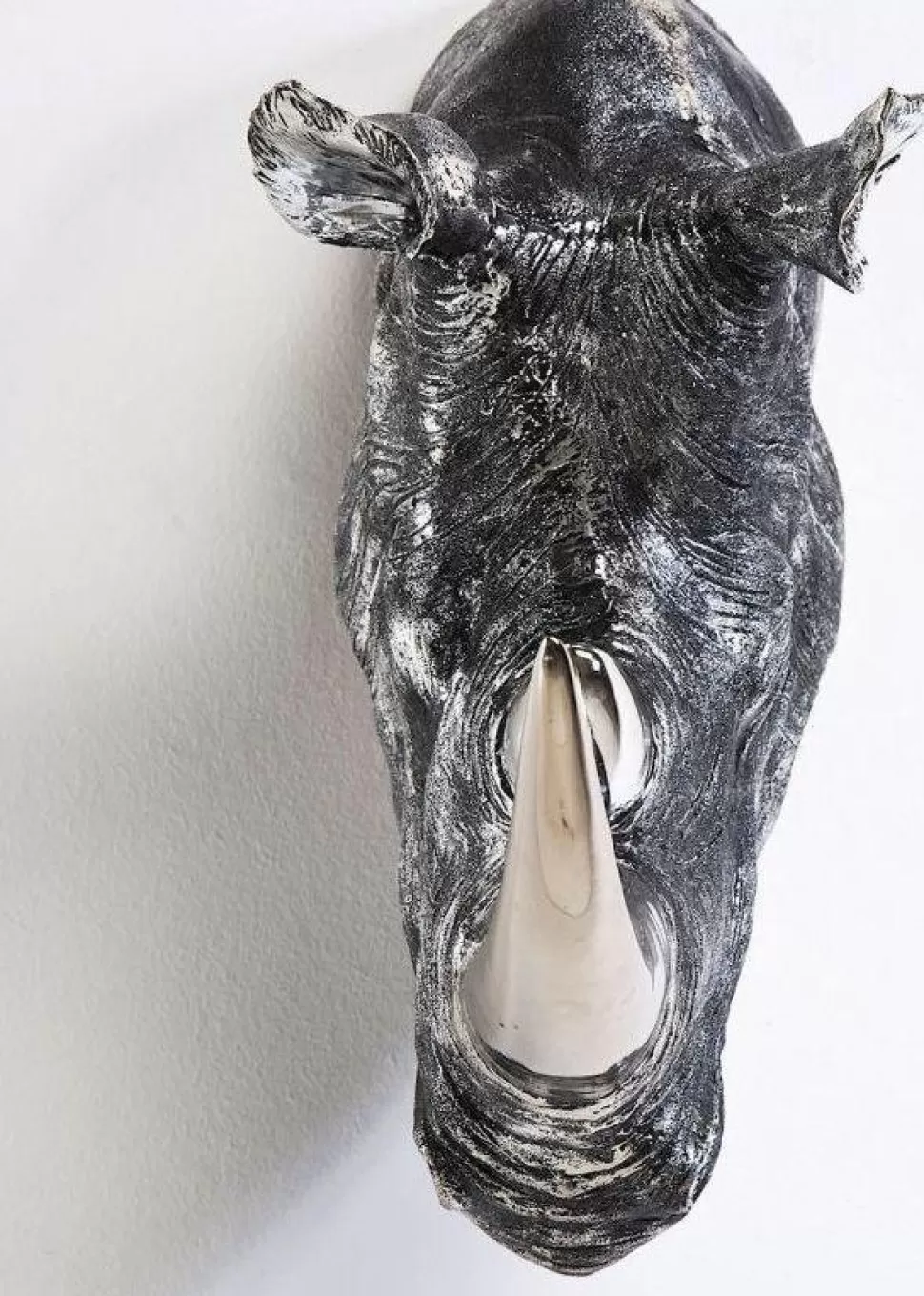 Dekoracje Ścienne-KARE Design Dekoracja ścienna Head Rhino Antique 44x53 Cm Srebrno-szara