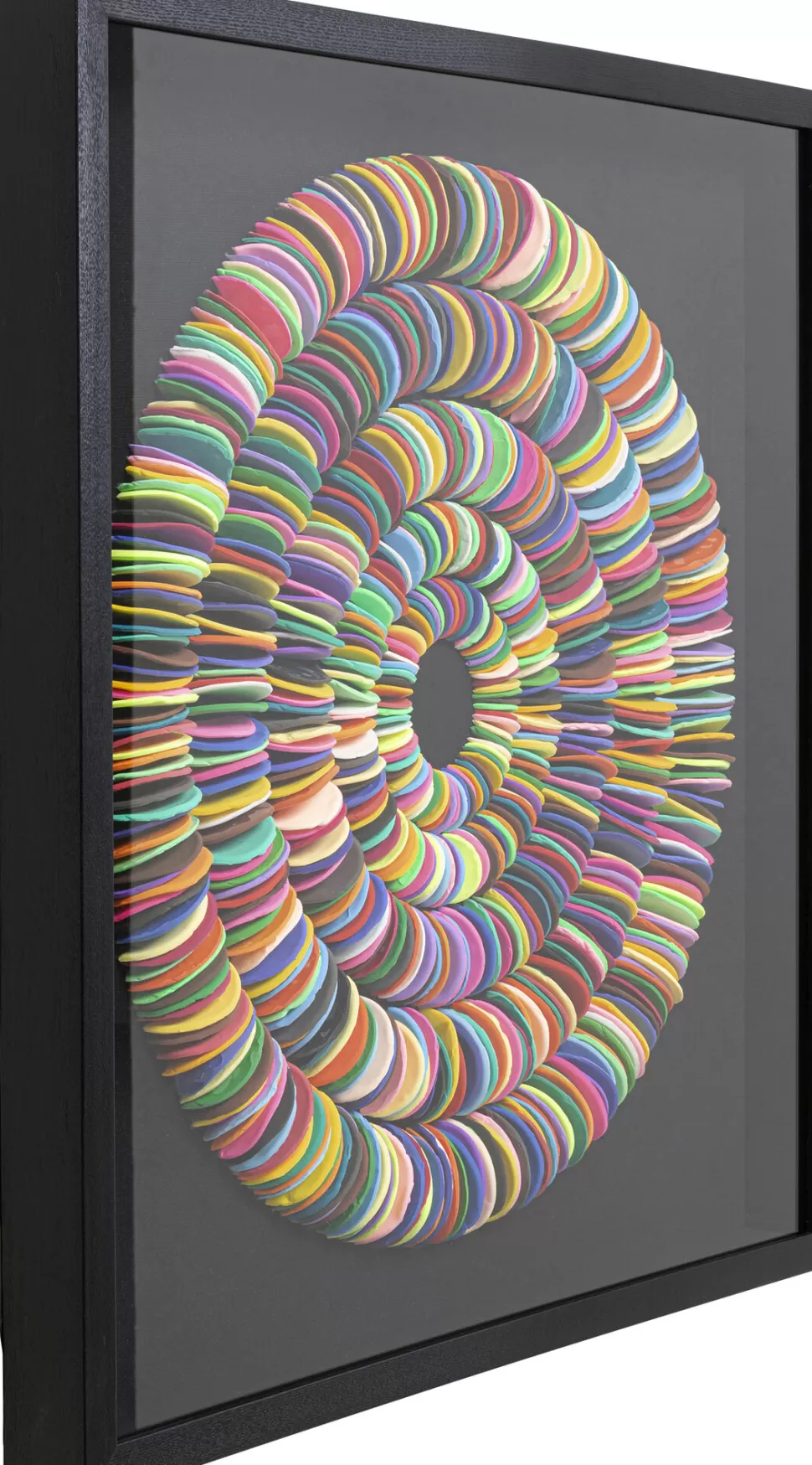 Dekoracje Ścienne-KARE Design Dekoracja ścienna Kolorowa Terakota Okręgi Rama Czarna 80x80 Cm