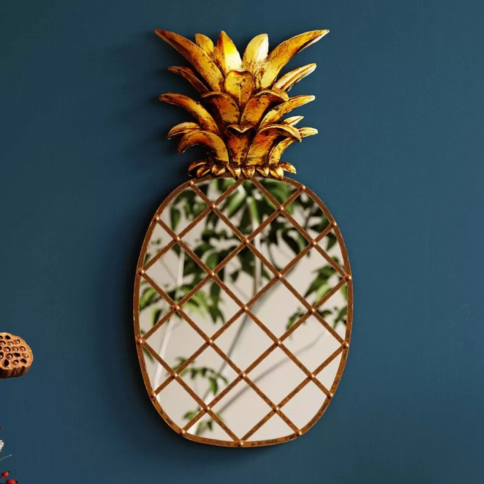 Dekoracje Ścienne-KARE Design Dekoracja ścienna Pina 26x50 Cm Złota Postarzana - Lustrzana