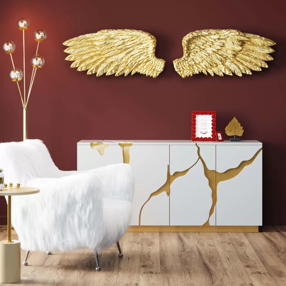 Dekoracje Ścienne-KARE Design Dekoracja ścienna Skrzydła Anioła Złote 203x86 Cm