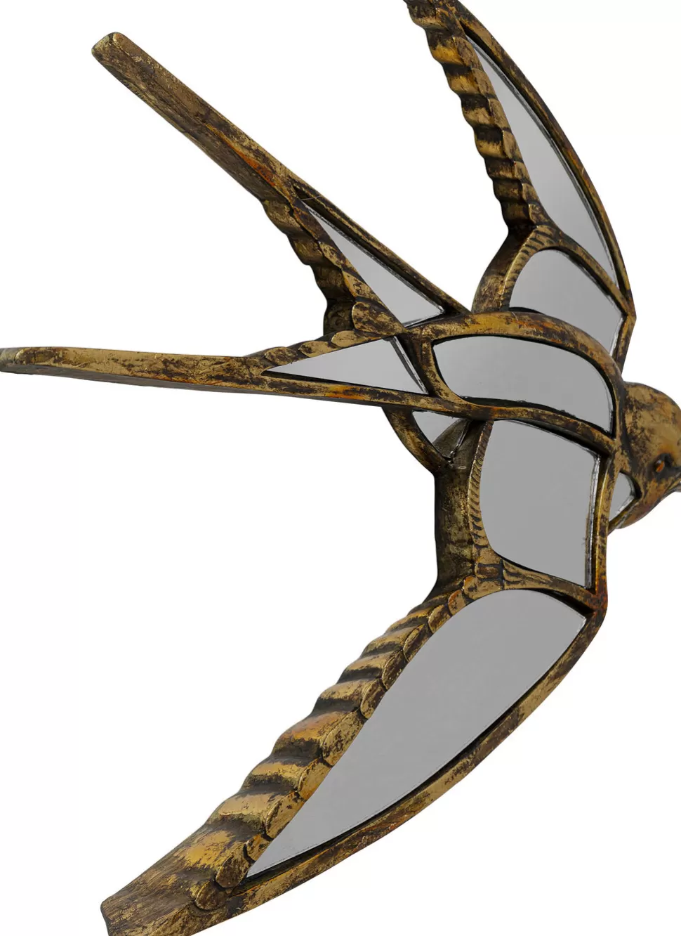 Dekoracje Ścienne-KARE Design Dekoracja ścienna Swallow 39x31 Cm Złota Postarzana - Lustrzana