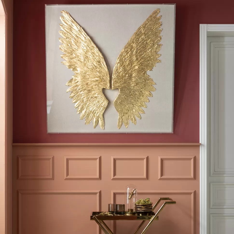 Dekoracje Ścienne-KARE Design Dekoracja ścienna Wings 120x120 Cm Złota
