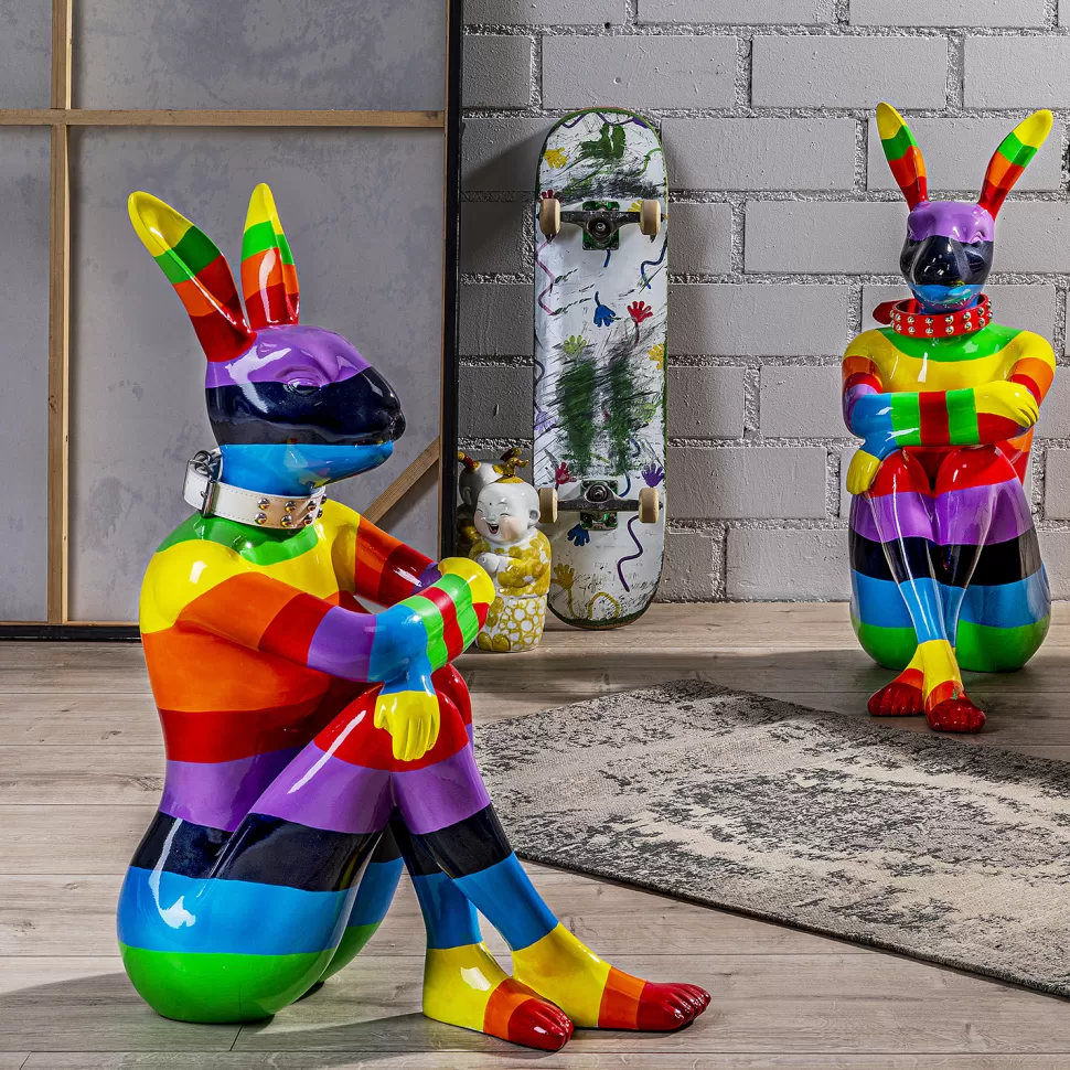 Dekoracje Stojące-KARE Design Dekoracja Stojąca Sitting Rabbit Rainbow 60x80 Cm Kolorowa