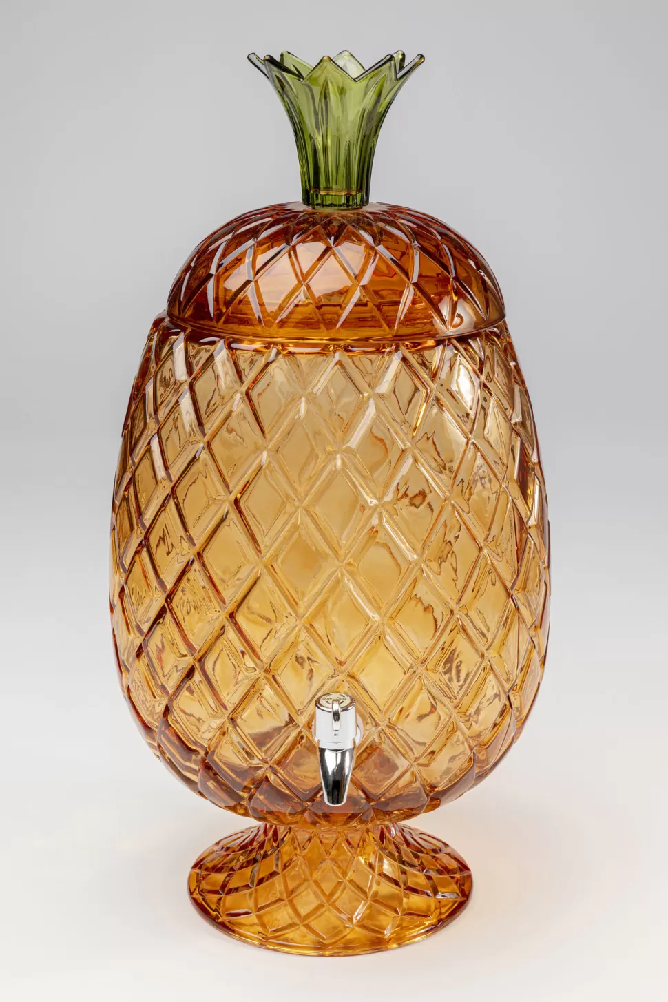 Dzbanki-KARE Design Dyspenser Do Napojów Szklany Brązowy Ananas Ø26x50 Cm