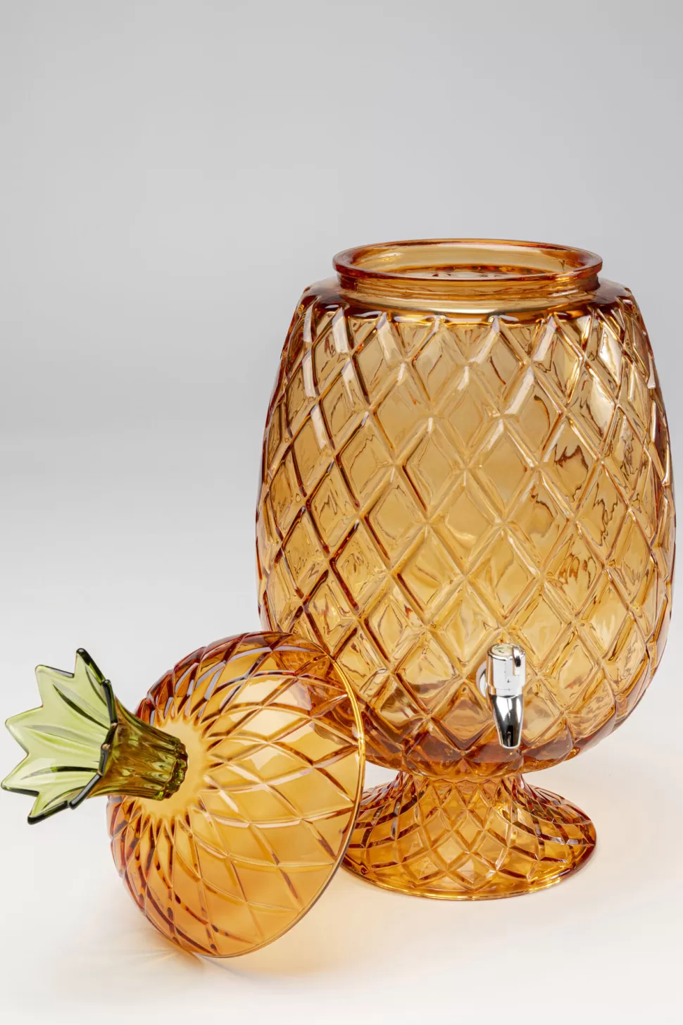 Dzbanki-KARE Design Dyspenser Do Napojów Szklany Brązowy Ananas Ø26x50 Cm