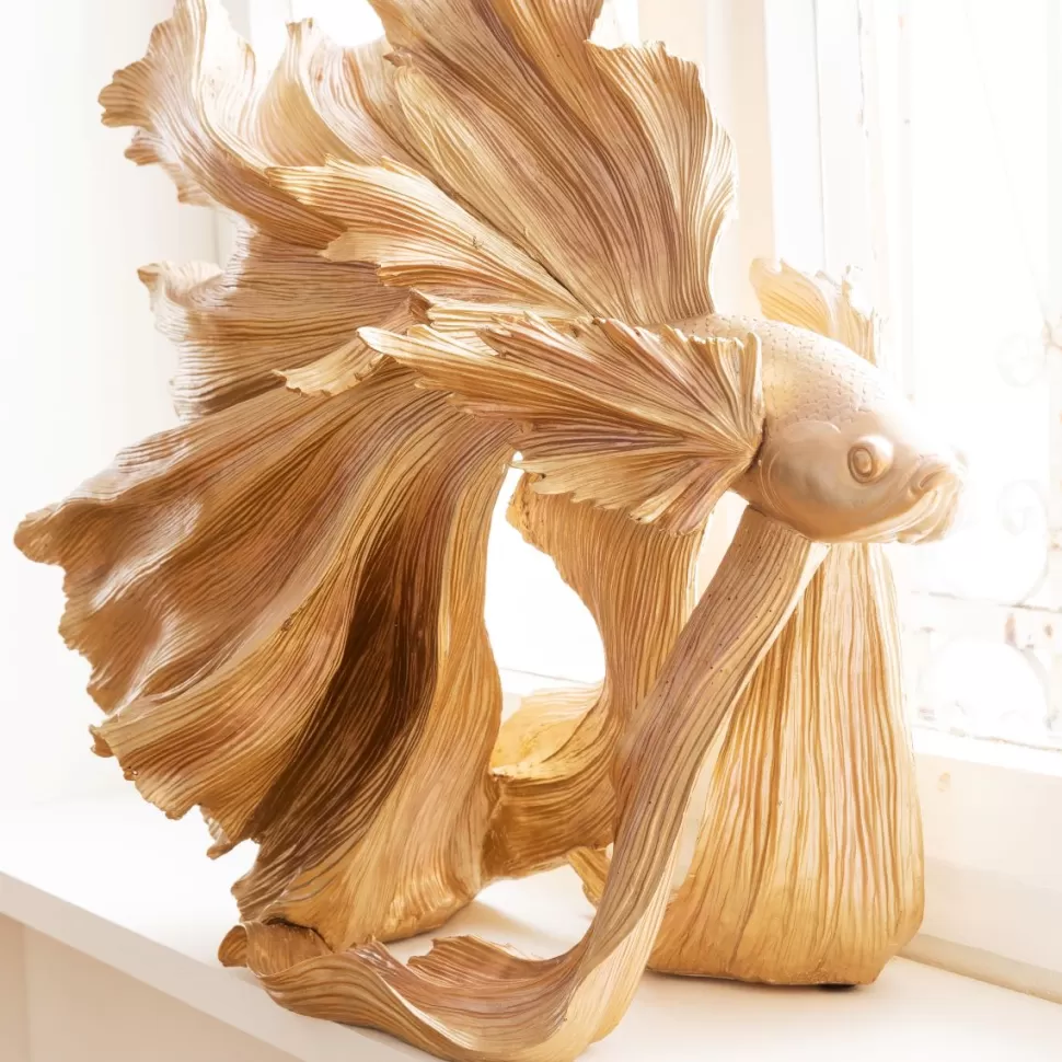 Figurki Dekoracyjne-KARE Design Figurka Dekoracyjna Betta Fish 63x57 Cm Złota