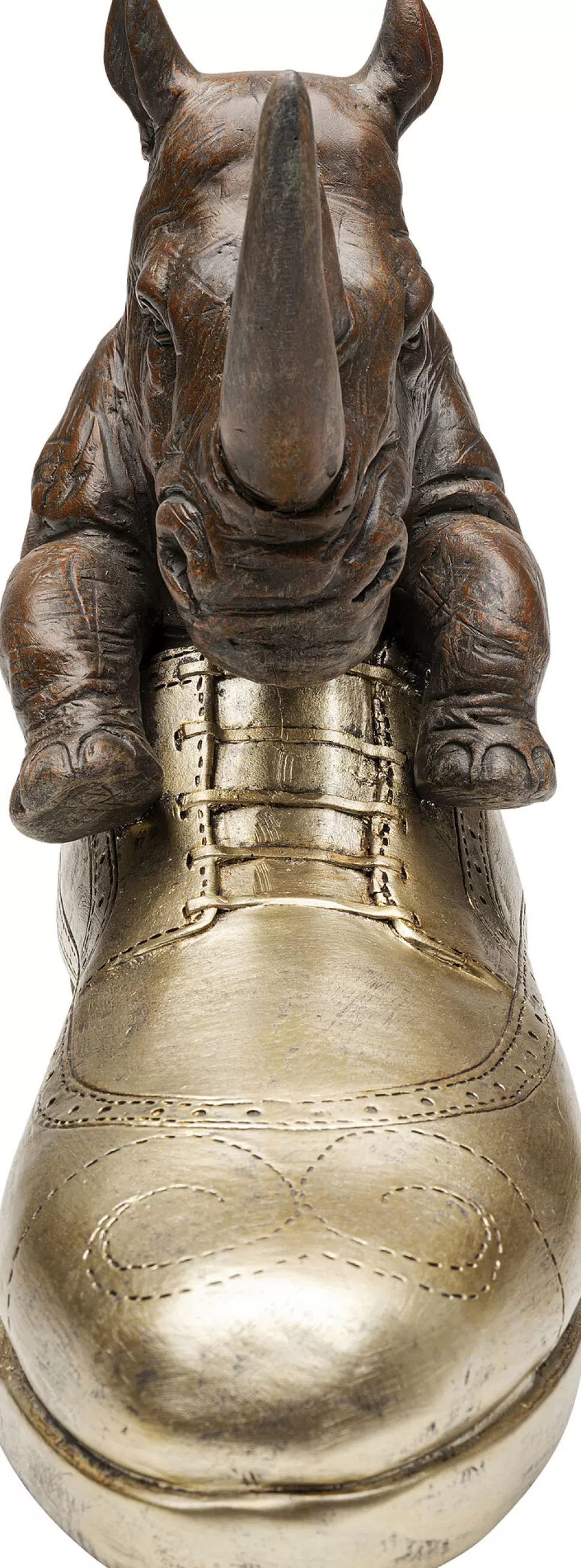 Figurki Dekoracyjne-KARE Design Figurka Dekoracyjna Brązowo-złota Nosorożec W Bucie 28x24 Cm
