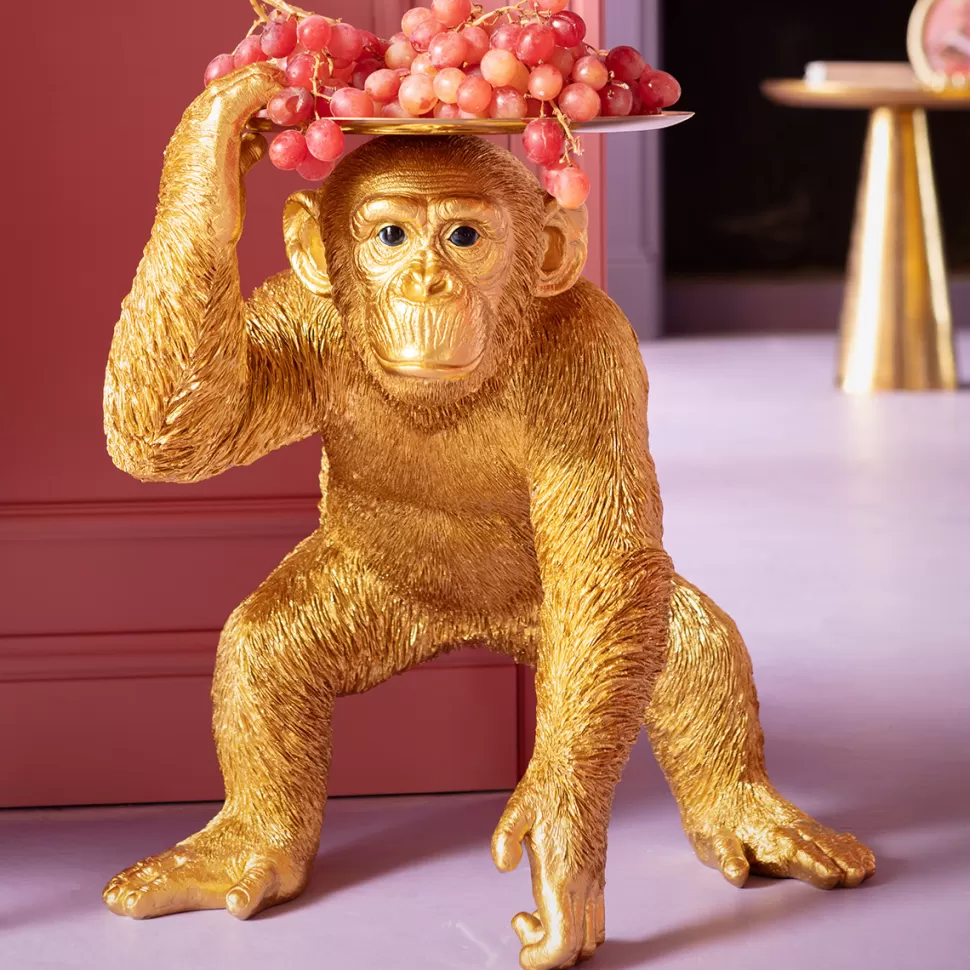 Figurki Dekoracyjne-KARE Design Figurka Dekoracyjna Butler Playing Chimp 45x52 Cm Złota