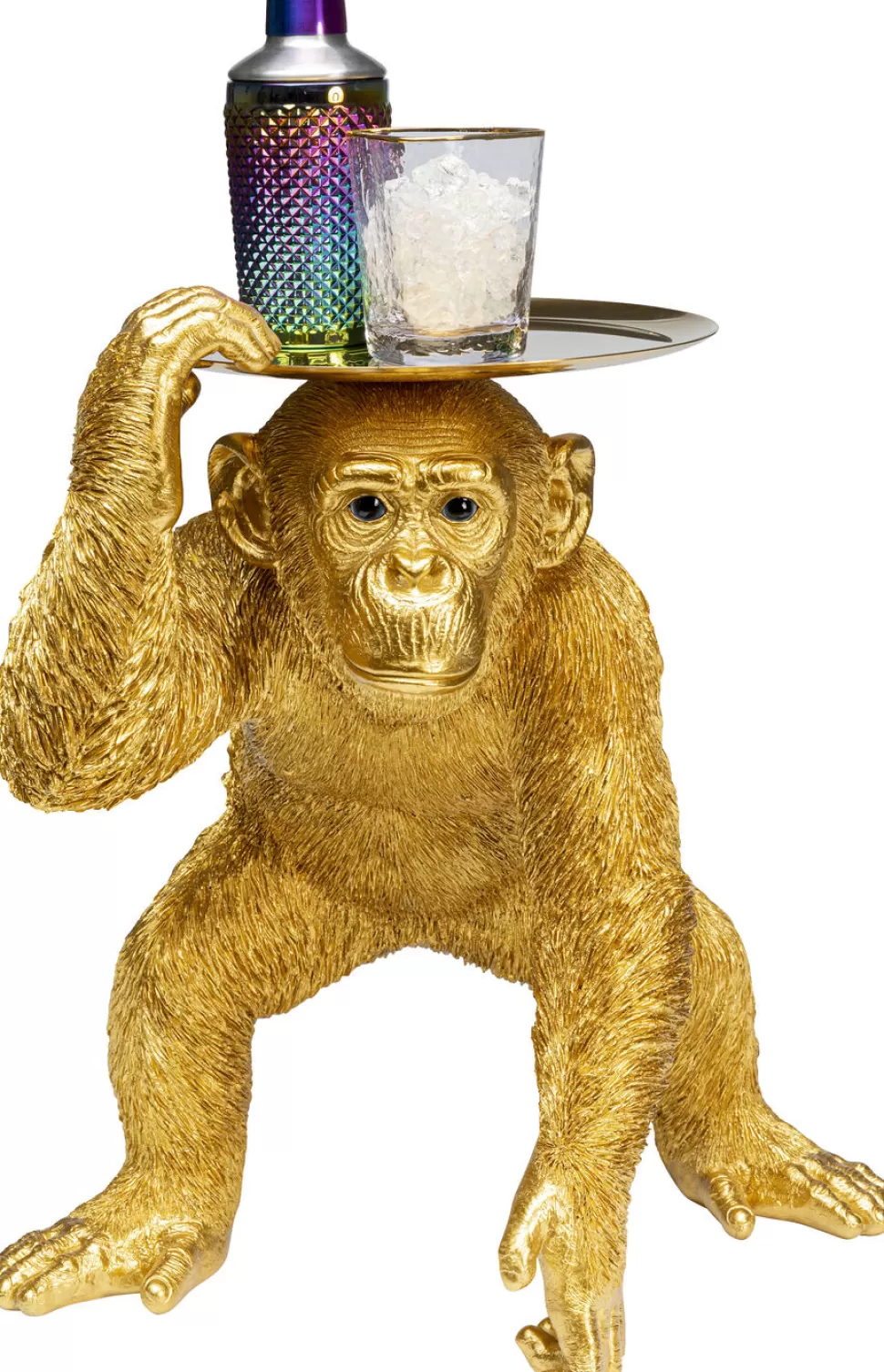 Figurki Dekoracyjne-KARE Design Figurka Dekoracyjna Butler Playing Chimp 45x52 Cm Złota