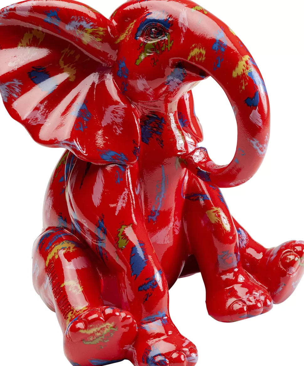 Figurki Dekoracyjne-KARE Design Figurka Dekoracyjna Czerwona Ze Wzorami Słonik 20x18 Cm