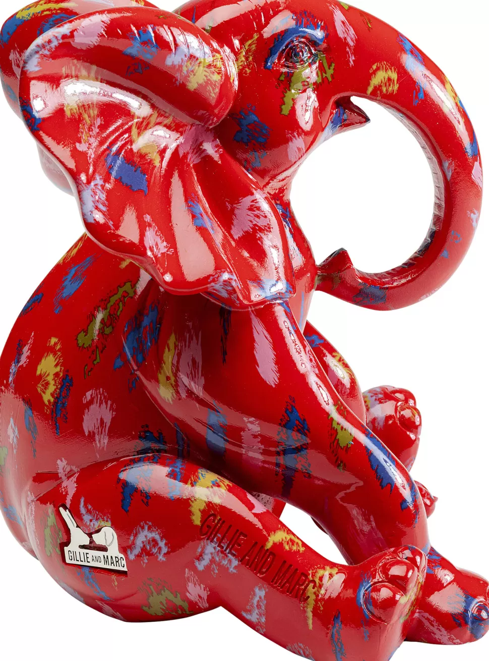 Figurki Dekoracyjne-KARE Design Figurka Dekoracyjna Czerwona Ze Wzorami Słonik 20x18 Cm