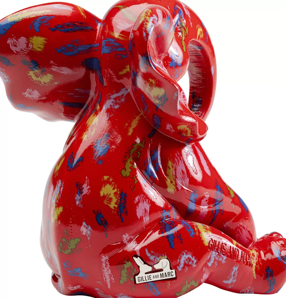 Figurki Dekoracyjne-KARE Design Figurka Dekoracyjna Czerwona Ze Wzorami Słonik 20x18 Cm