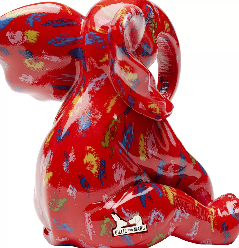 Figurki Dekoracyjne-KARE Design Figurka Dekoracyjna Czerwona Ze Wzorami Słonik 20x18 Cm