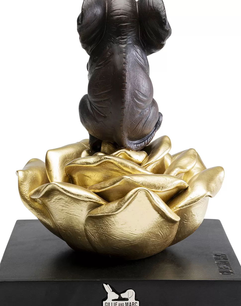 Figurki Dekoracyjne-KARE Design Figurka Dekoracyjna Do Salonu Złoty Kwiat I Słonik 18x22 Cm
