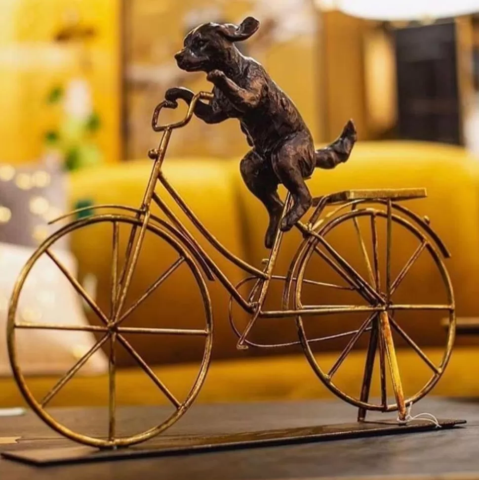 Figurki Dekoracyjne-KARE Design Figurka Dekoracyjna Dog With Bicycle 44x36 Cm