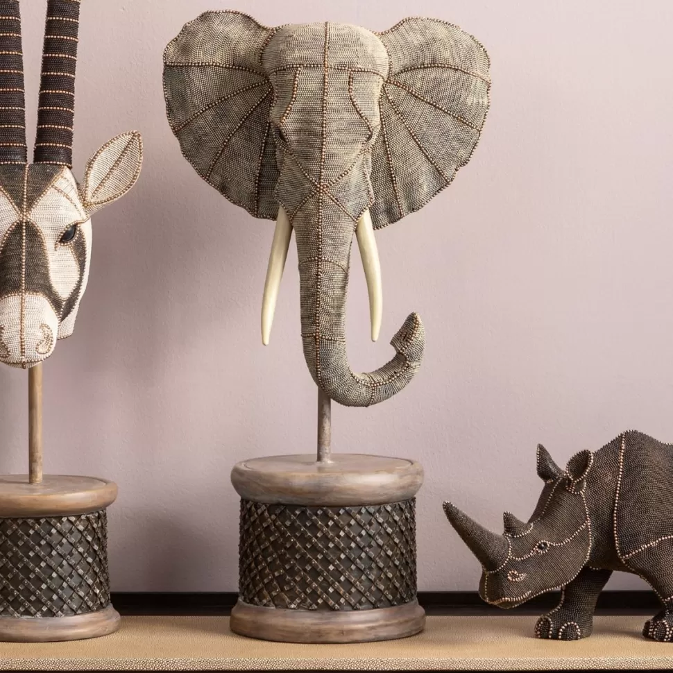 Figurki Dekoracyjne-KARE Design Figurka Dekoracyjna Elephant Head Pearls 28x49 Cm Kolorowa